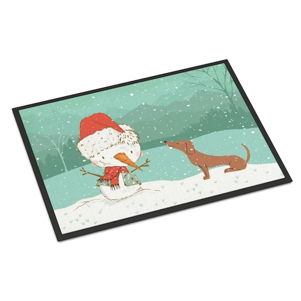 Carolines Treasures 24 x 36 in. Red Dachshund Snowman Christmas Indoor or Outdoor Mat CK2084JMAT - main